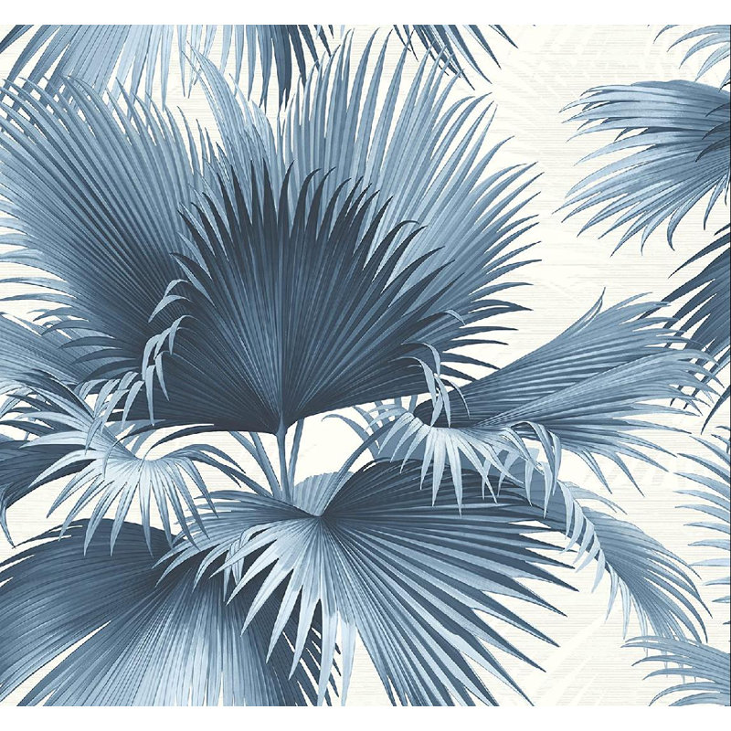Rouleau de papier peint tropical gris anthracite L 27 pi x l 27 po Suzi Kohen, Bleu