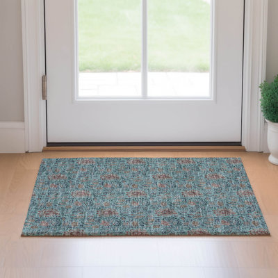 Tapis bleu sarcelle de qualité supérieure lavable à la machine Suellen