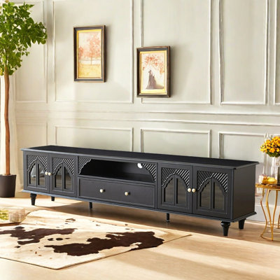 Artistic Solid Wood TV Stand, Arched Details