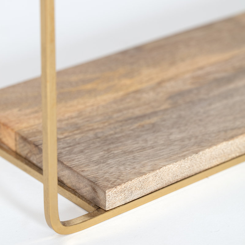 Aber 2 Piece Square Accent Shelf, Gold