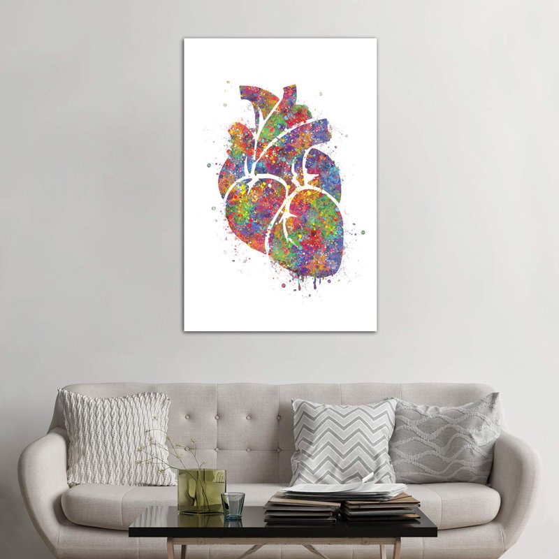 «Heart Anatomy III» - reproduction, H 40 po x l 26 po x P 1,5 po, Toile tendue