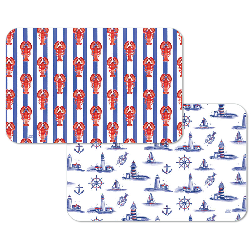 Nautical Coast 4 Pack Reversible Easy Care  Placemats