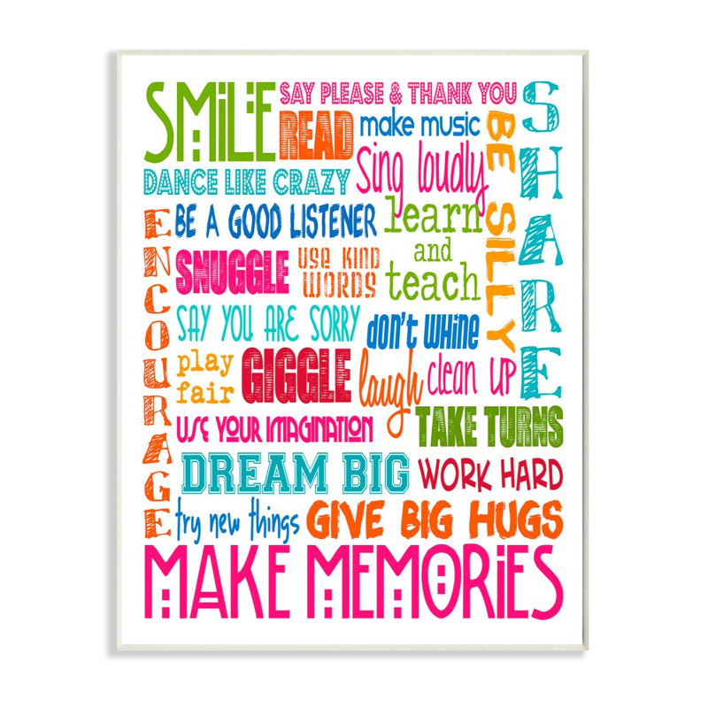 Smile Make Memories, typographie, Plaque murale, L 16 po x H 20 po