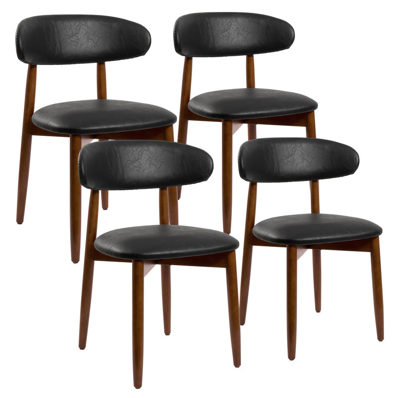 Upholstered Solid Wood Dining Side Chair, Black