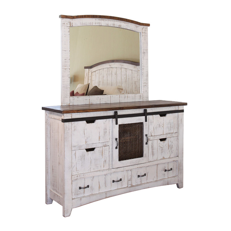 York 6 Drawer Combo Dresser with Mirror, White