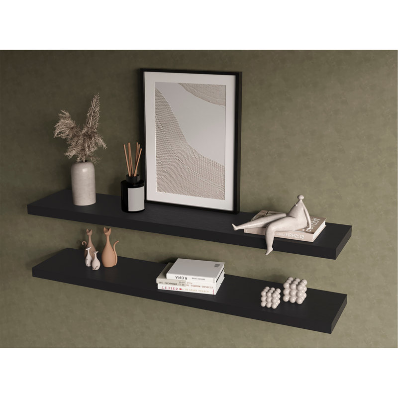 Tablette flottante Lyle, salon, noir, Noir