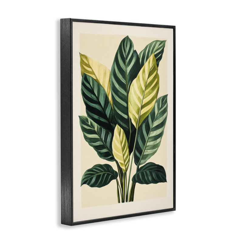 Giclée encadrée de feuilles tropicales avec branches vertes, design par Petal Prints Design, H 18 po x l 12 po