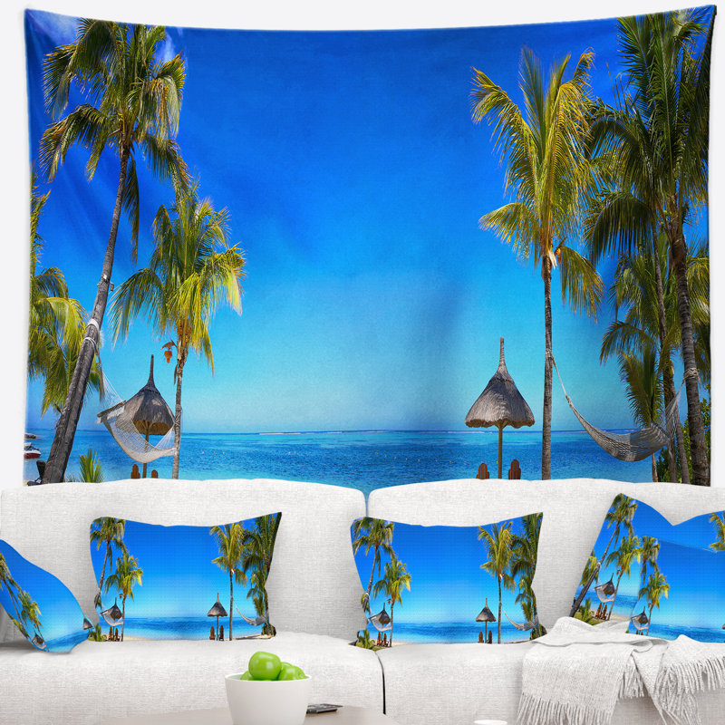 Tapisserie beach de l’île de mer avec chaises, H 78 po x l 92 po