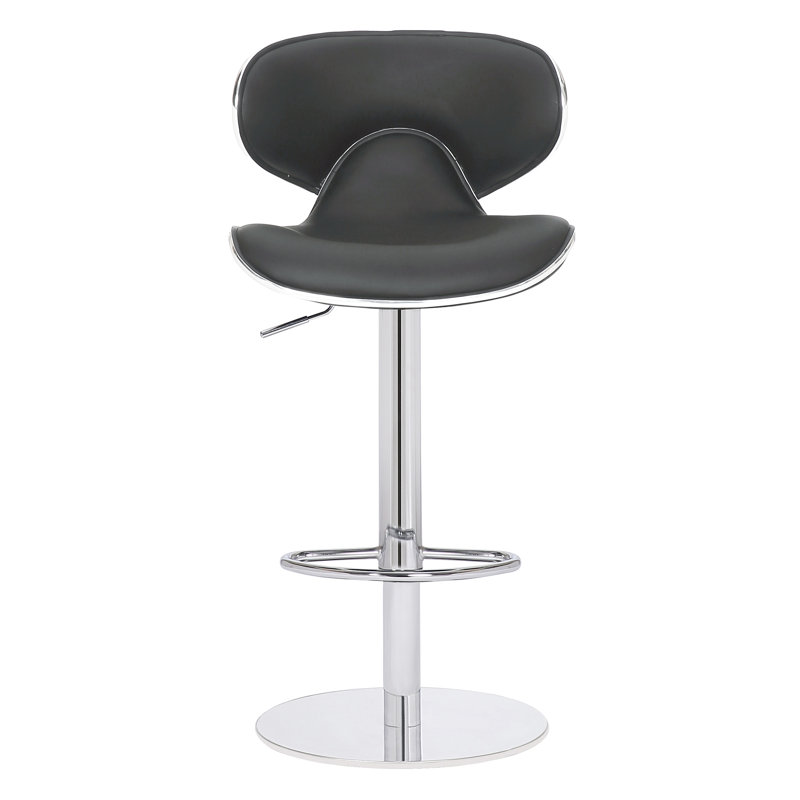 Cevennes Swivel Upholstered Adjustable Height Counter Stool with Metal Frame, Black
