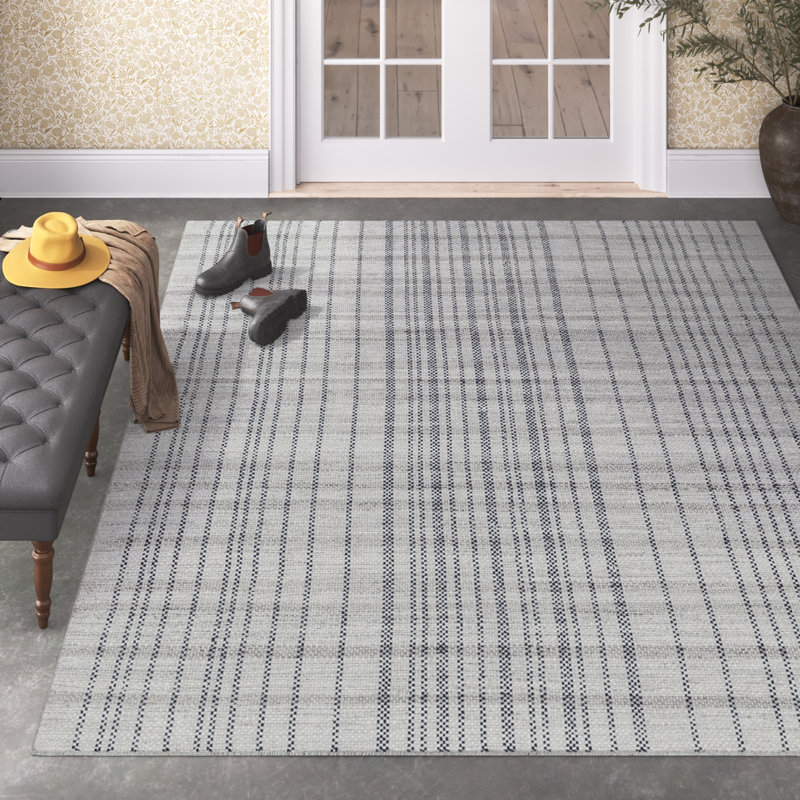 Loxe Flatweave Wool Striped Rug, Rectangle 6' x 9'