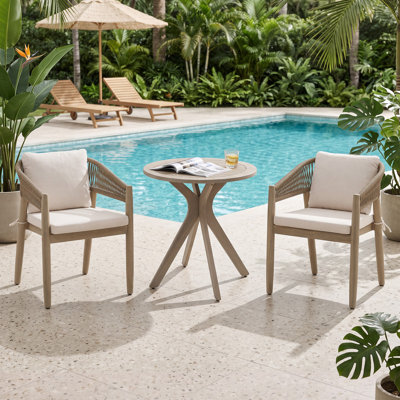 Outdoor 3-piece acacia wood dining table and chairs set