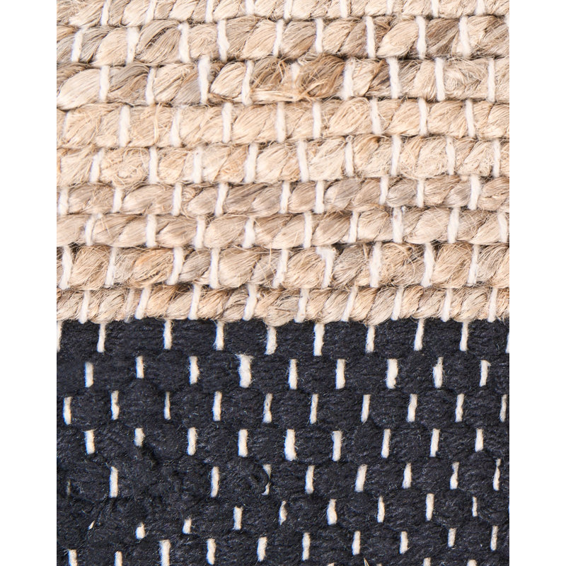 Rug AMRAVATI Light Beige Jute, Beige/Black, Rectangle 80 x 300 cm