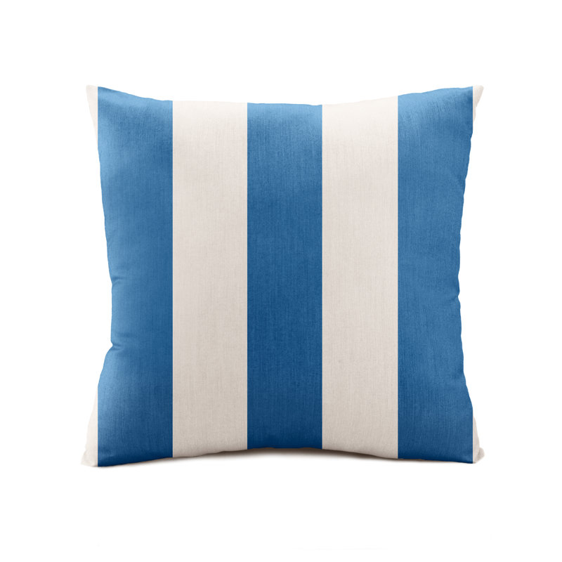 Striped Sunbrella® Outdoor Reversible Pillow Cover, 18" x 18", Blue/White