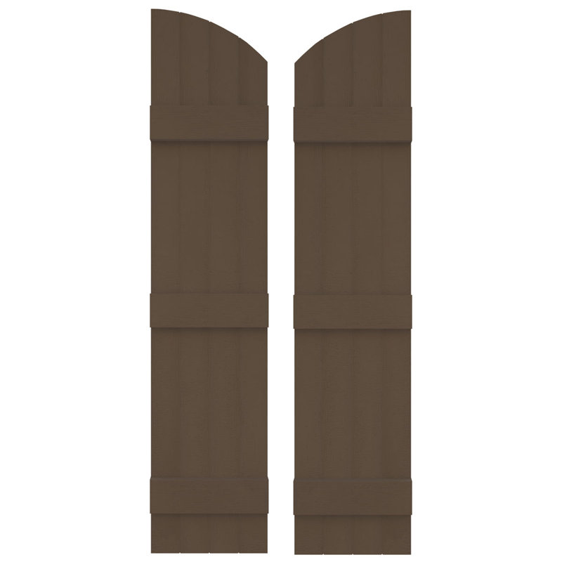 Builders Edge, paire de volets standard à quatre planches jointes avec arche, planche-n-lattes, 85 po, Rôti français