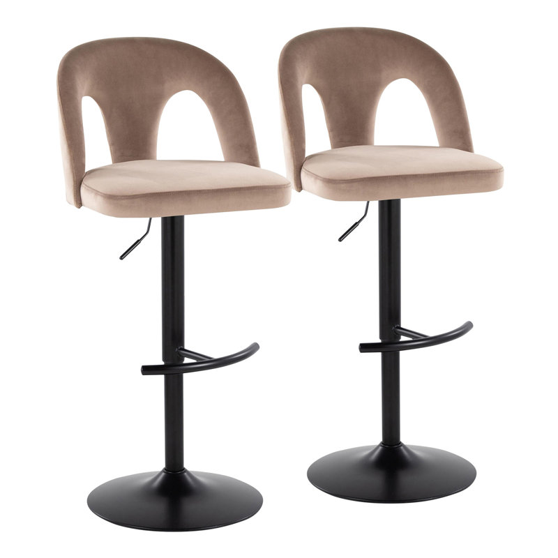 Tabouret de bar réglable, Noir, Taupe