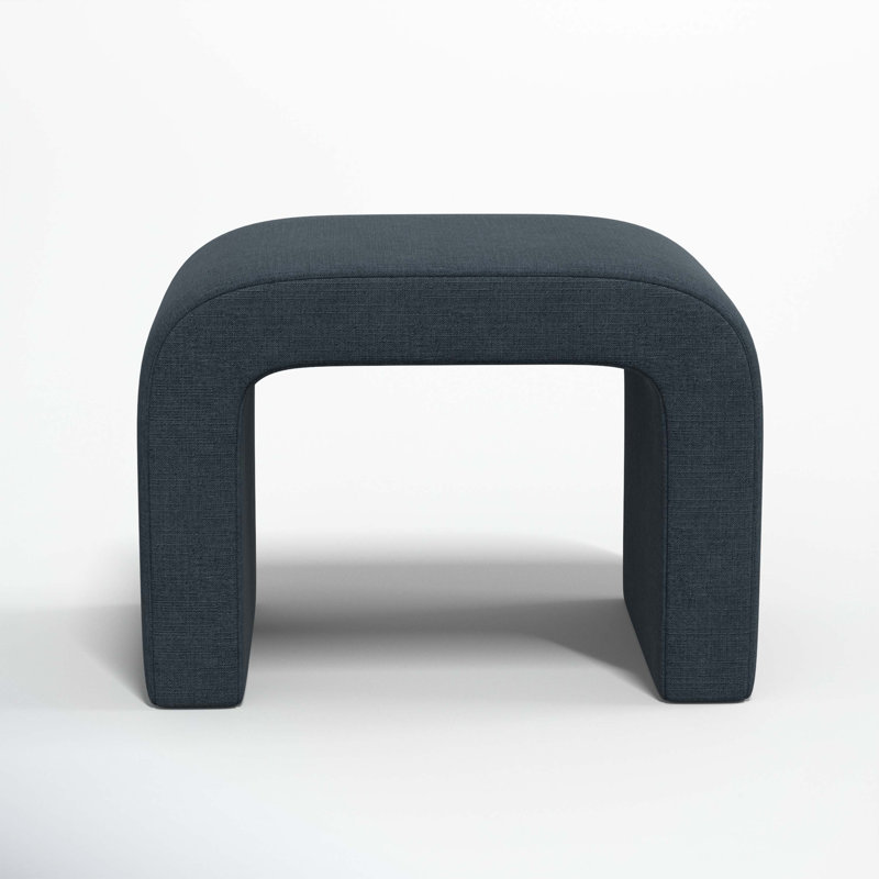 Repose-pieds Barley, Lin bleu marine classique