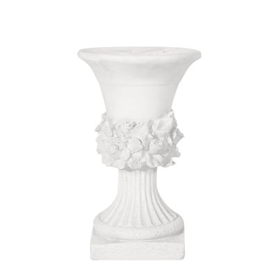 Lightweight Concrete Garden Urn Planter - , Antique White Color, 10.25" Inner Depth, Stylish 19.62" Tall, Finish, Decorative