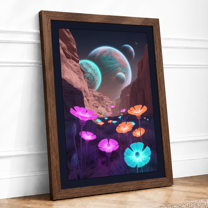 Alien Jellyfish World Fantasy 1 Piece Single Picture Frame Wall Art, A4 - 29.7 x 21.0 cm, Black