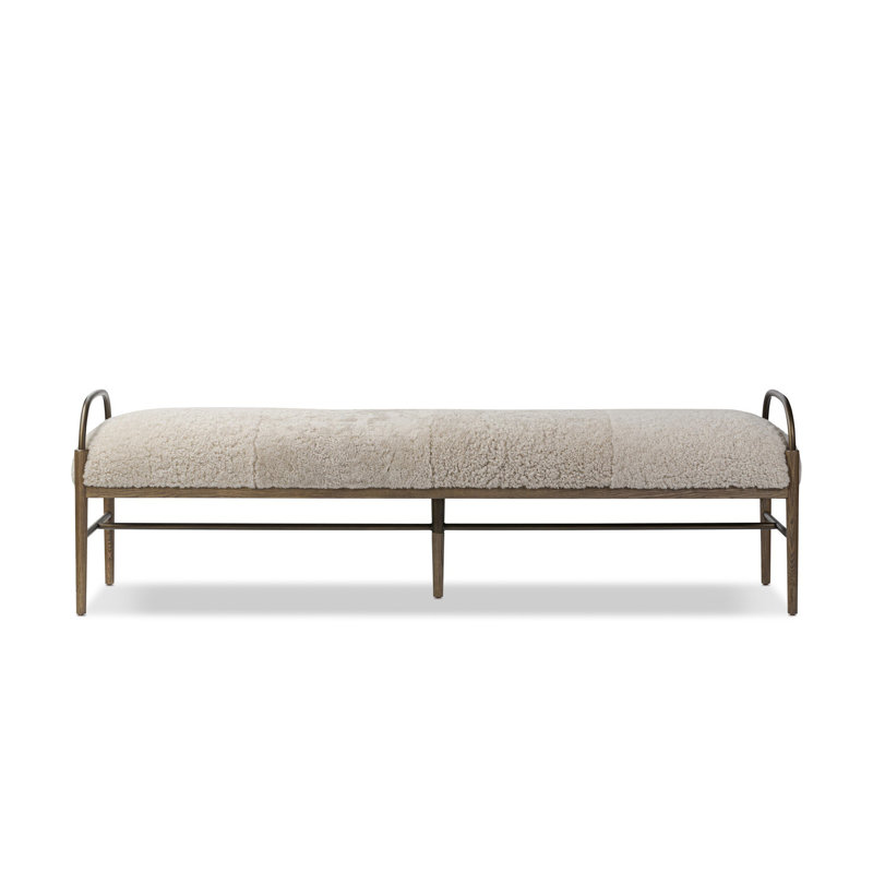 Demi Accent Bench, Beige Shearling