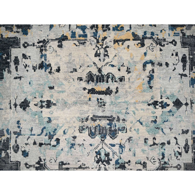 Tapis ivoire en laine nouvel âge unique 8 pi 10 po x 12 pi Zian