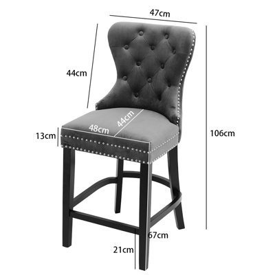 Upholstered Counter Stool with Solid Wood Frame