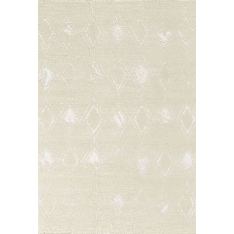 Tapis géométrique beige / blanc, Rectangle 7 pi x 10 pi