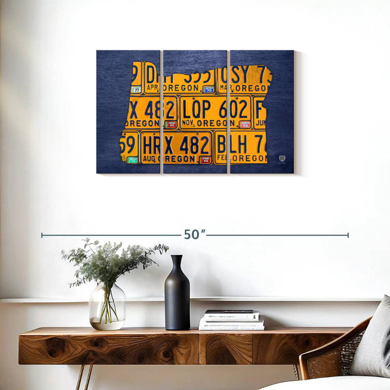 Aliaz Oregon License Plate Map, 20" H x 33" W