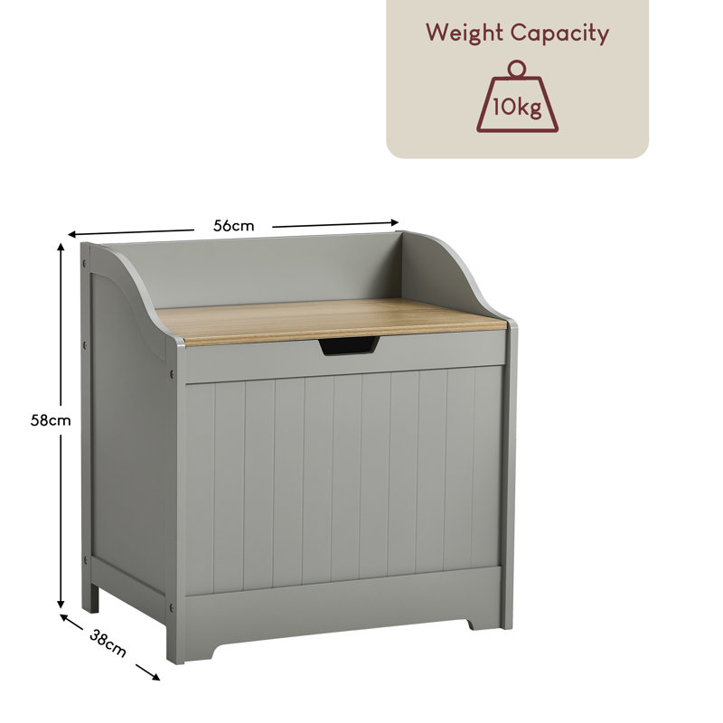 Milano Wood Cabinet Laundry Hamper, Tan/Oak