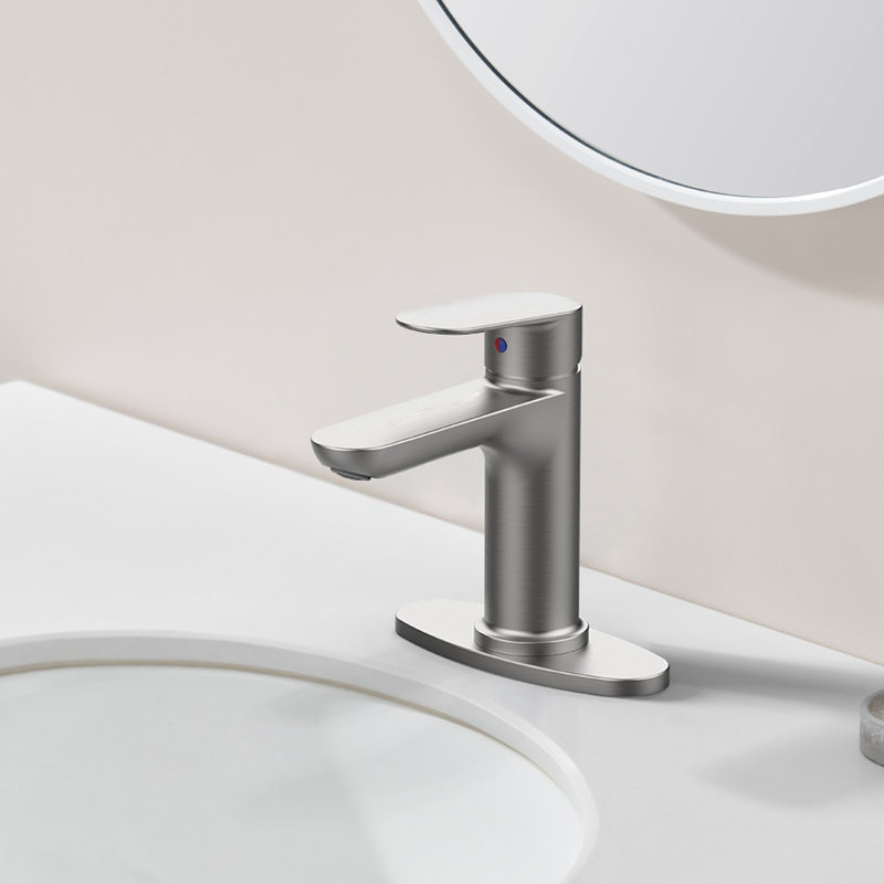 Brushed Nickel Deck Mounted Bathroom Sink Faucet - 1 Handle, , Soft Water Flow, Effortless Installation Steps, Brushed Nickel