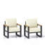 Ensemble de 2 fauteuils de patio en aluminium toutes saisons de 26,6 po avec coussins beiges épais
