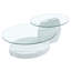 Table basse moderne à double couche avec motif de marbre moderne, design polyvalent, autocollant de panneau de densité, verre renforcé, comptoir ovale-908080736