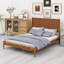 Base de lit de style Mid-Century moderne avec tête de lit en cuir tressé à la main-133276458-133276460