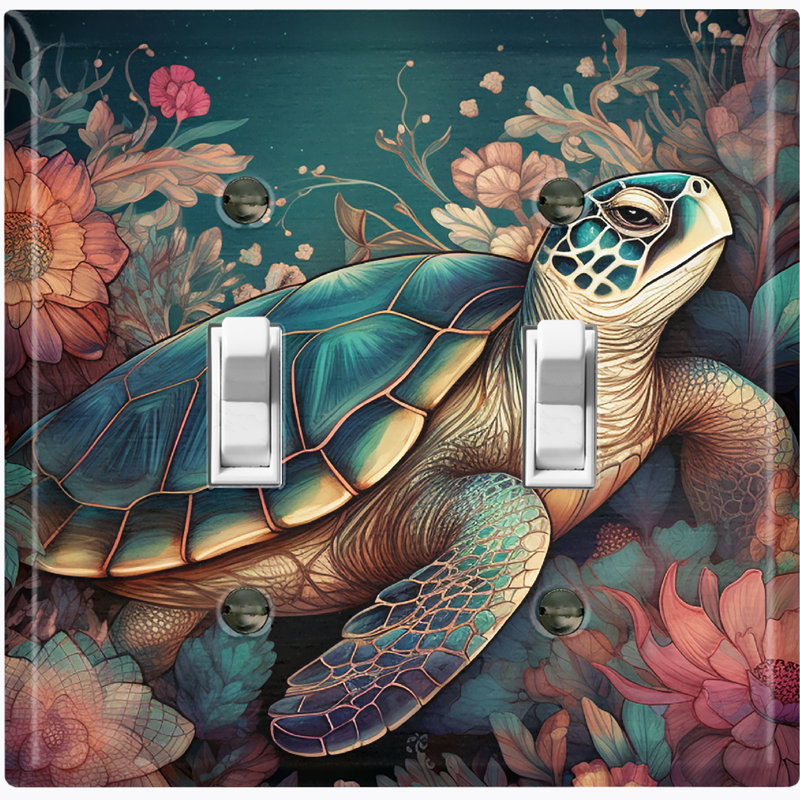 Plaque murale standard à 2 interrupteurs à bascule Ocean Turtle
