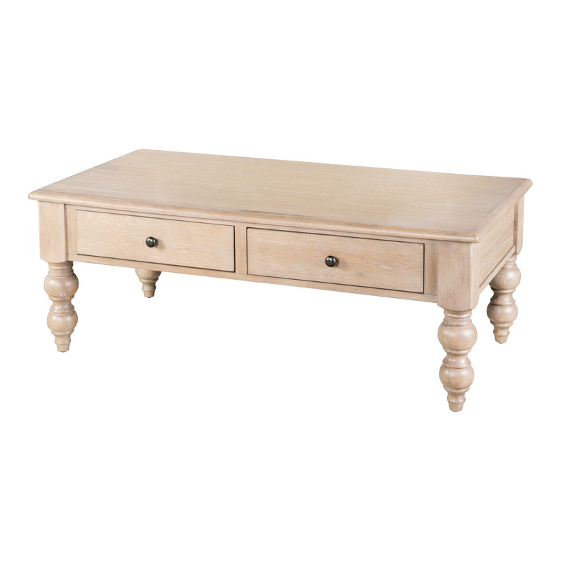 Baiardo 52" W Solid Wood Rectangular Cocktail Table with 2 Drawers