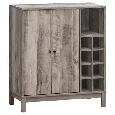 Weathered Acacia Wine Cabinet With 2 Doors