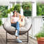 Chaises berçantes d'extérieur pour patio, très grande chaise berçante Papasan d'intérieur avec coussin rembourré