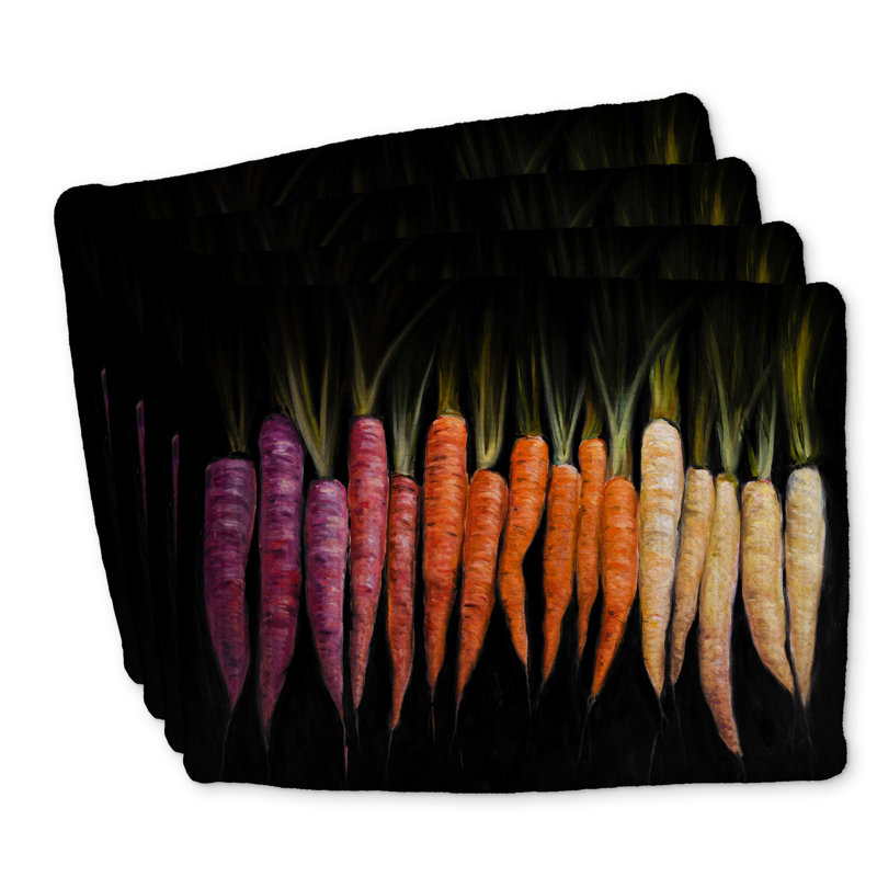 Ensemble de 4 napperons colorés en polyester tressé carottes