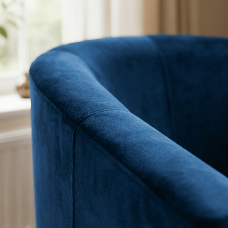 Velvet Upholstered 67m Occasional Accent Chair, Dark Blue