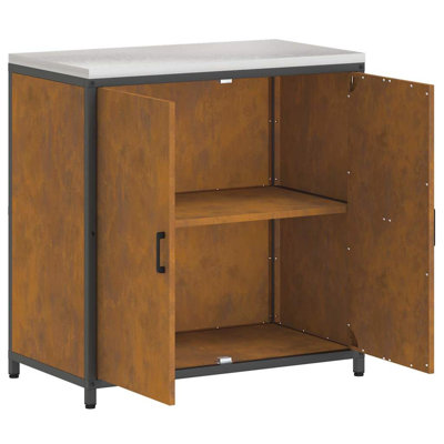  Kitchen Storage Cabinet With Shelf Rusty Weathering Steel
