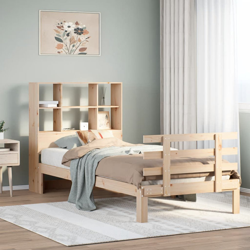 Daryanani Solid Wood Bed Frame, 120 x 190 cm, Natural