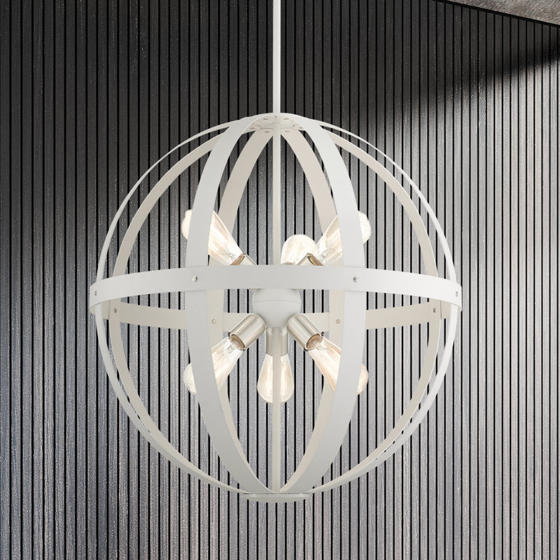 Eda 6 - Light Dimmable Globe Chandelier, Textured White