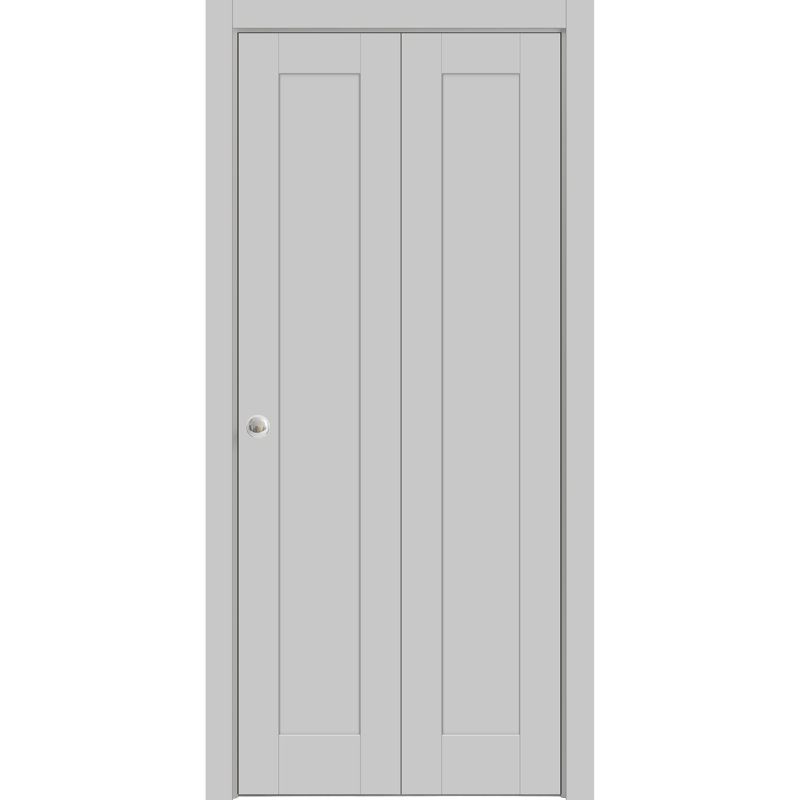 Porte pliante à panneaux en bois Quadro, Gris mat, 36 po x 84 po