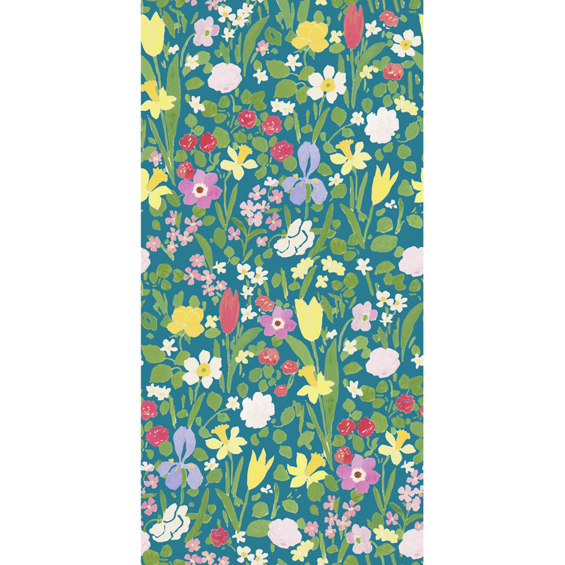 Paule Marrot Floral Wallpaper Double Roll, Teal