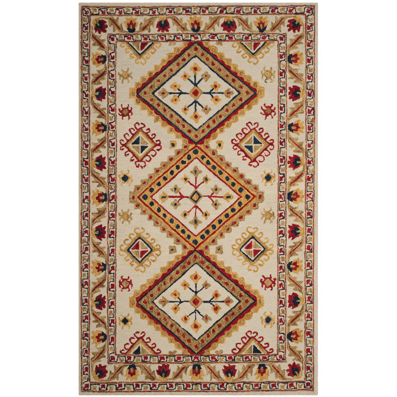 Vahakn Hand Tufted Wool Geometric Rug, Rectangle 4' x 6'