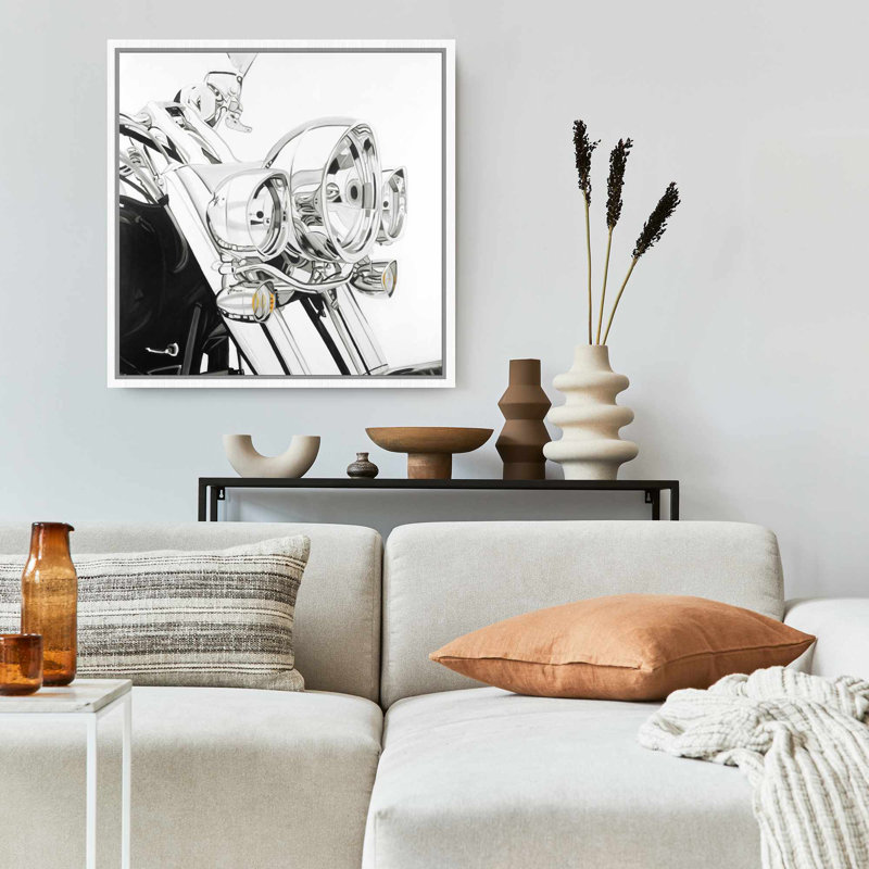 Motorcycle Light Canvas | White Industrial Frame | Decor