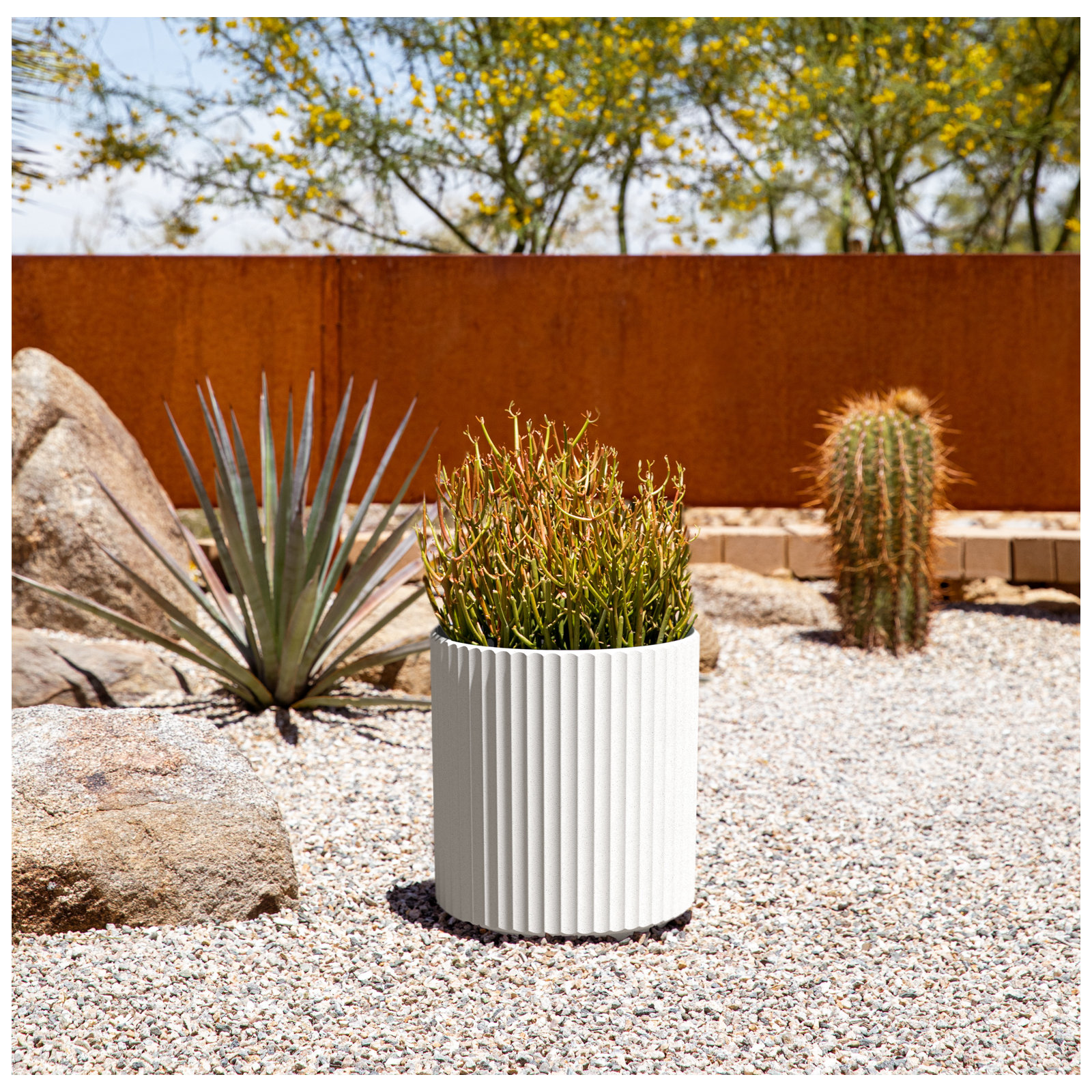 Demi Series Round Planter, 1, White, 11.5" H x 10.5" W x 10.5" D