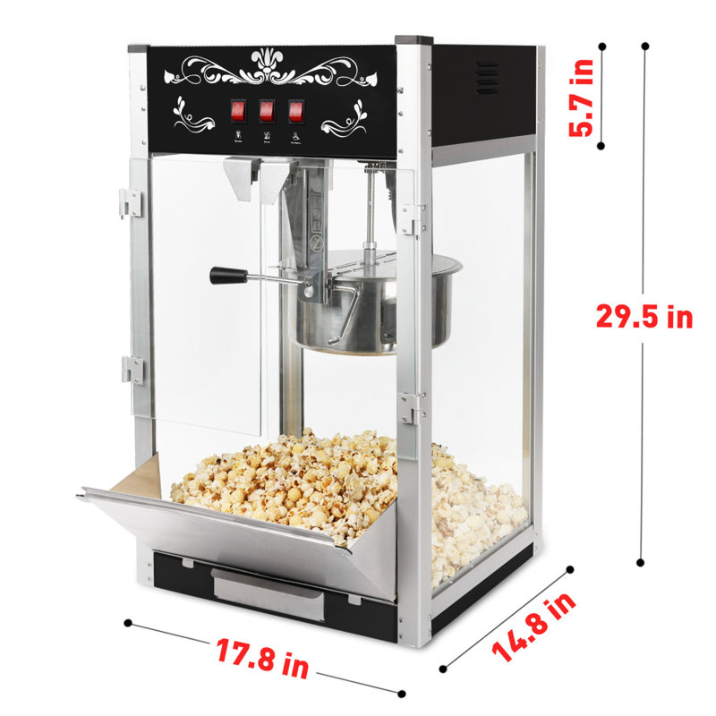 Machine à maïs soufflé de comptoir avec bouilloire 16 oz pour usage domestique et commercial