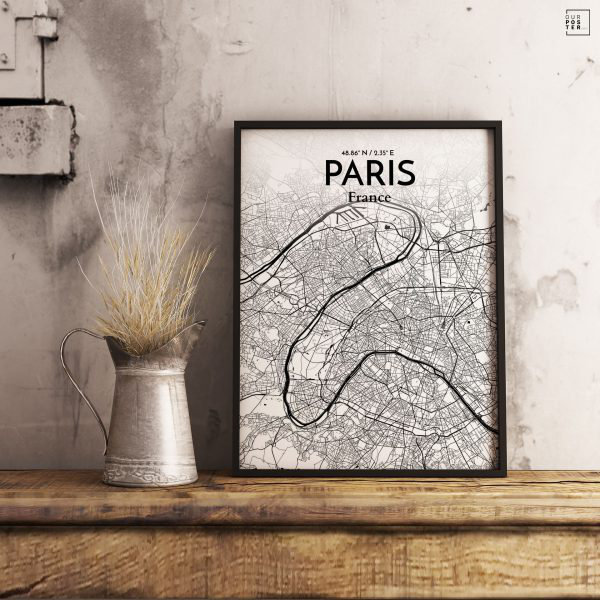 " Paris City Map ", 36" H x 24" W