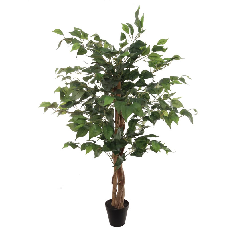 Ficus artificiel 3 'en pot noir avec 378 feuilles de soie