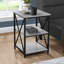 Table d'appoint, côté, bout, table de chevet, lampe, stratifié gris, métal noir, contemporain, moderne